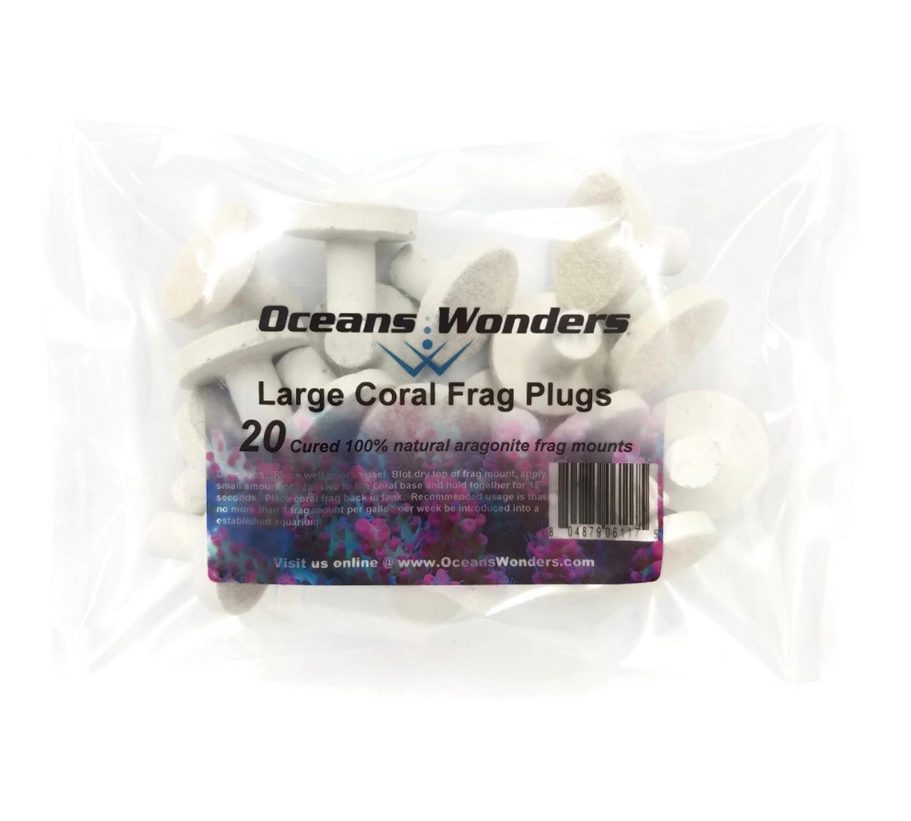 OW 1 1/8 Inch Lg Agrocrete Coral Frag Plugs (20pc)