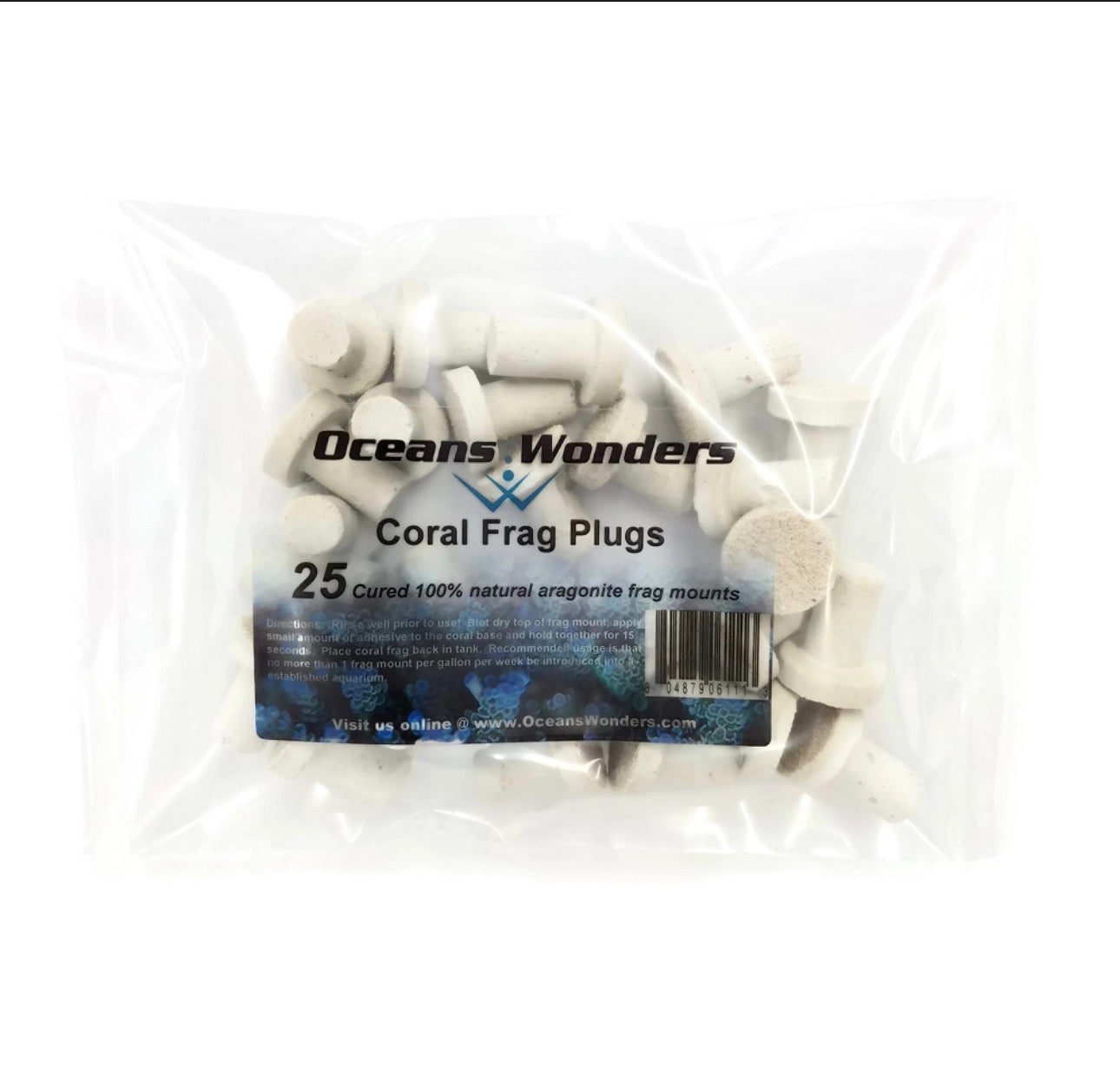 OW 7/8 Inch Small Agrocrete Coral Frag Plugs (25pc)