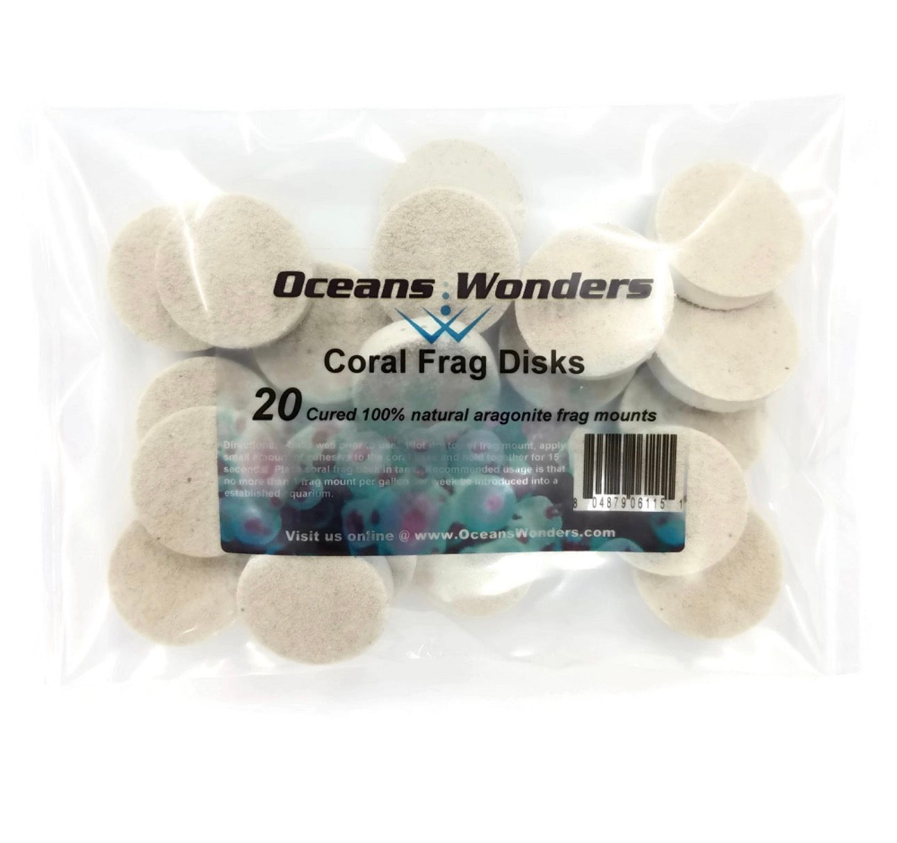 OW 1 1/4 Inch Small Agrocrete Coral Frag Disks (20pc)